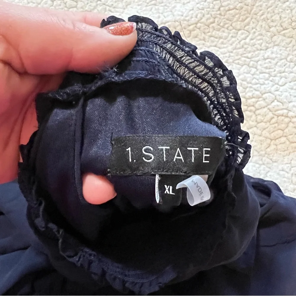 1. State Navy Blue Mock Neck Sleeveless Dress Size XL - Picture 4 of 8